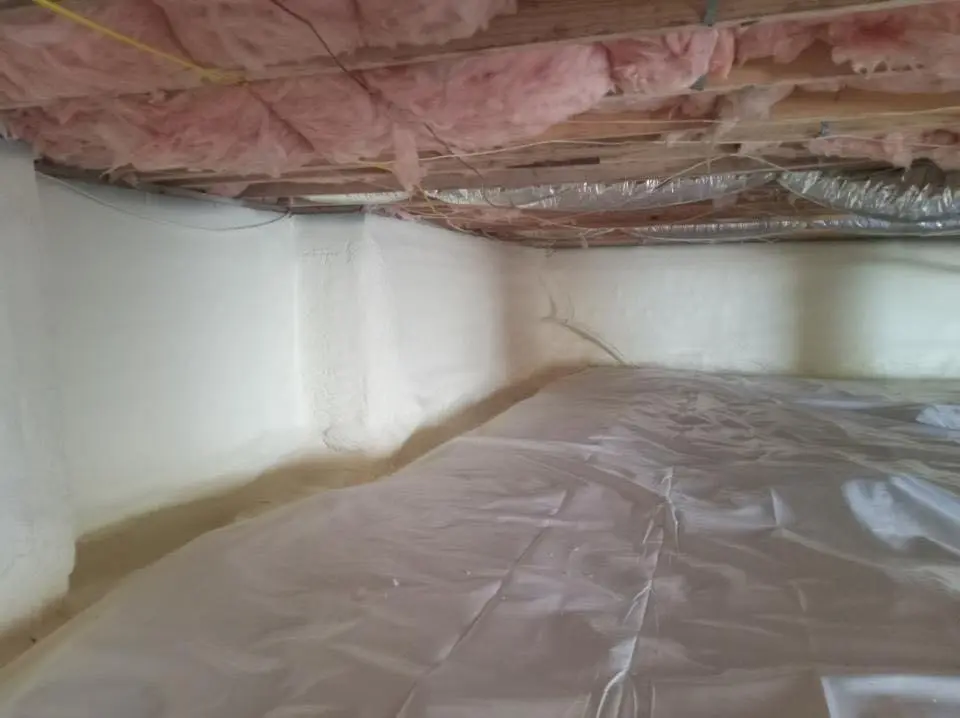 Crawl space encapsulation with closed-cell spray foam for Attic Insulation in Ipswich